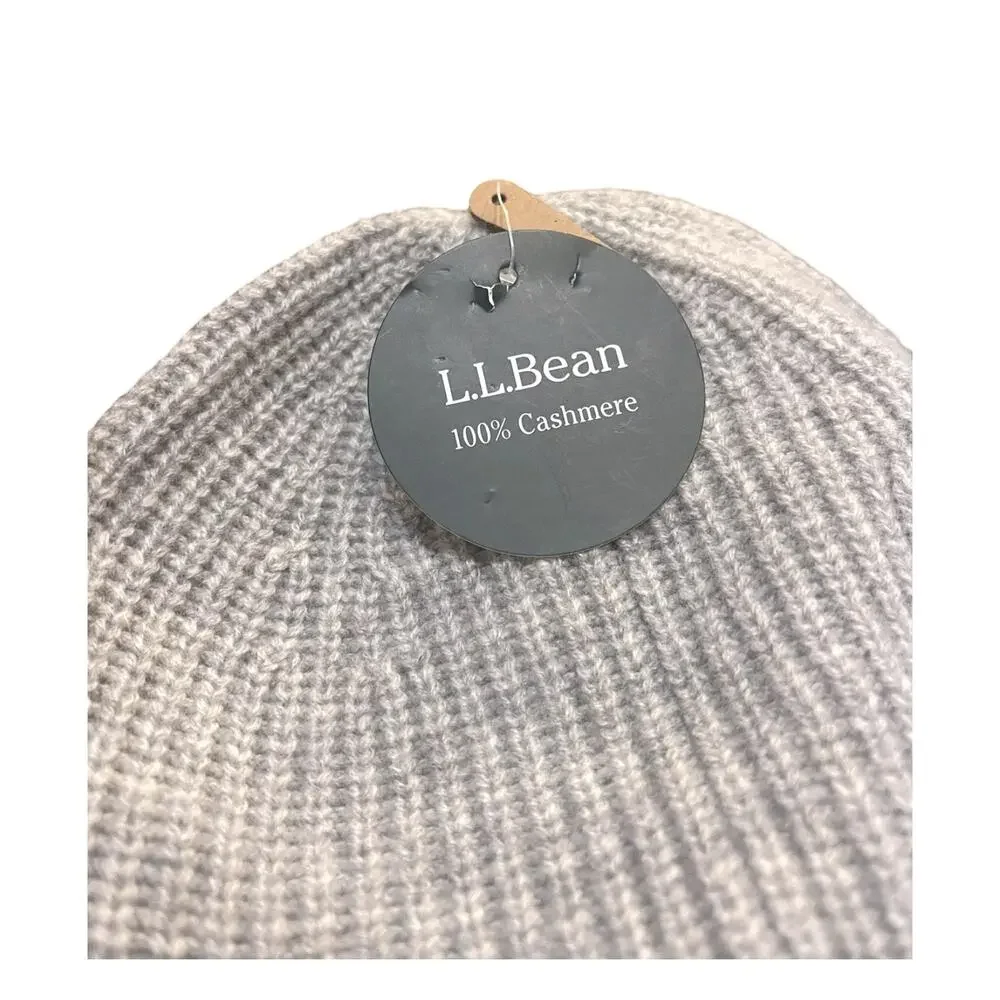 L.L. Bean Classic Cashmere Beanie Hat | OS  Lt Grey Heather NWT